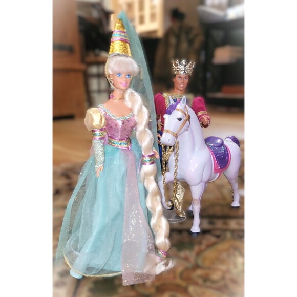 Prancing Pony White Stallion for Repunzel Barbie Prince Ken Rare Royal Horse VTG - Picture 11 of 13